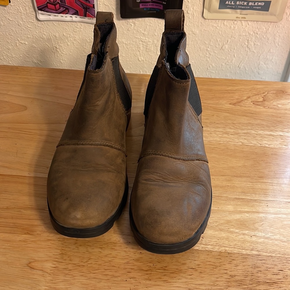 SOREL Emilie Chelsea Waterproof Ankle Boots Brown Winter Size 6